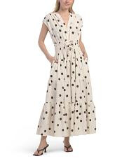 Linen Blend Triple Bow Elastic Waist Maxi Dress | TJ Maxx