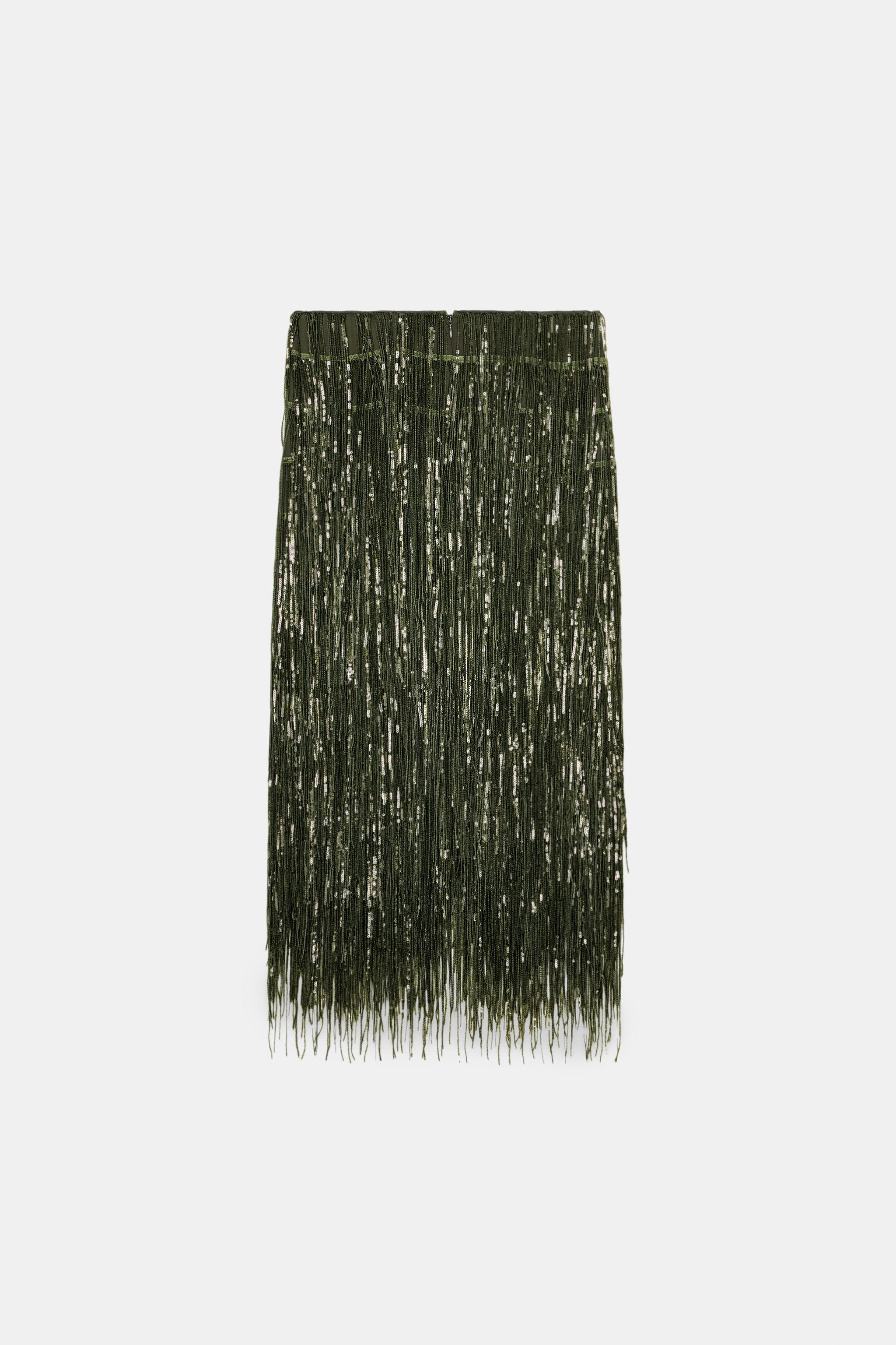 ZW COLLECTION LIMITED EDITION FRINGED SEQUIN SKIRT | Zara US