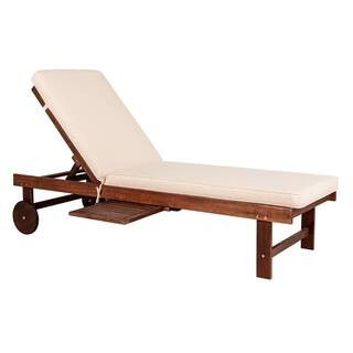 JONATHAN Y Seabrook 69 in. x 24 in. Dark Brown Acacia Wood Outdoor Lounger with Cushion 5-Positio... | The Home Depot
