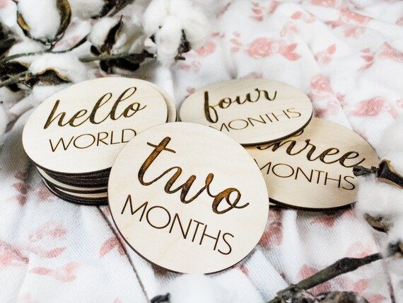 Baby Monthly Milestone Markers with Personalization, Engraved Wood Monthly Markers, Baby Photo Pr... | Etsy (US)