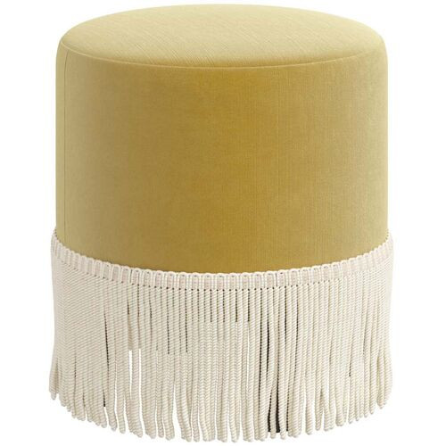 Abigail Fringe Ottoman, Velvet | One Kings Lane