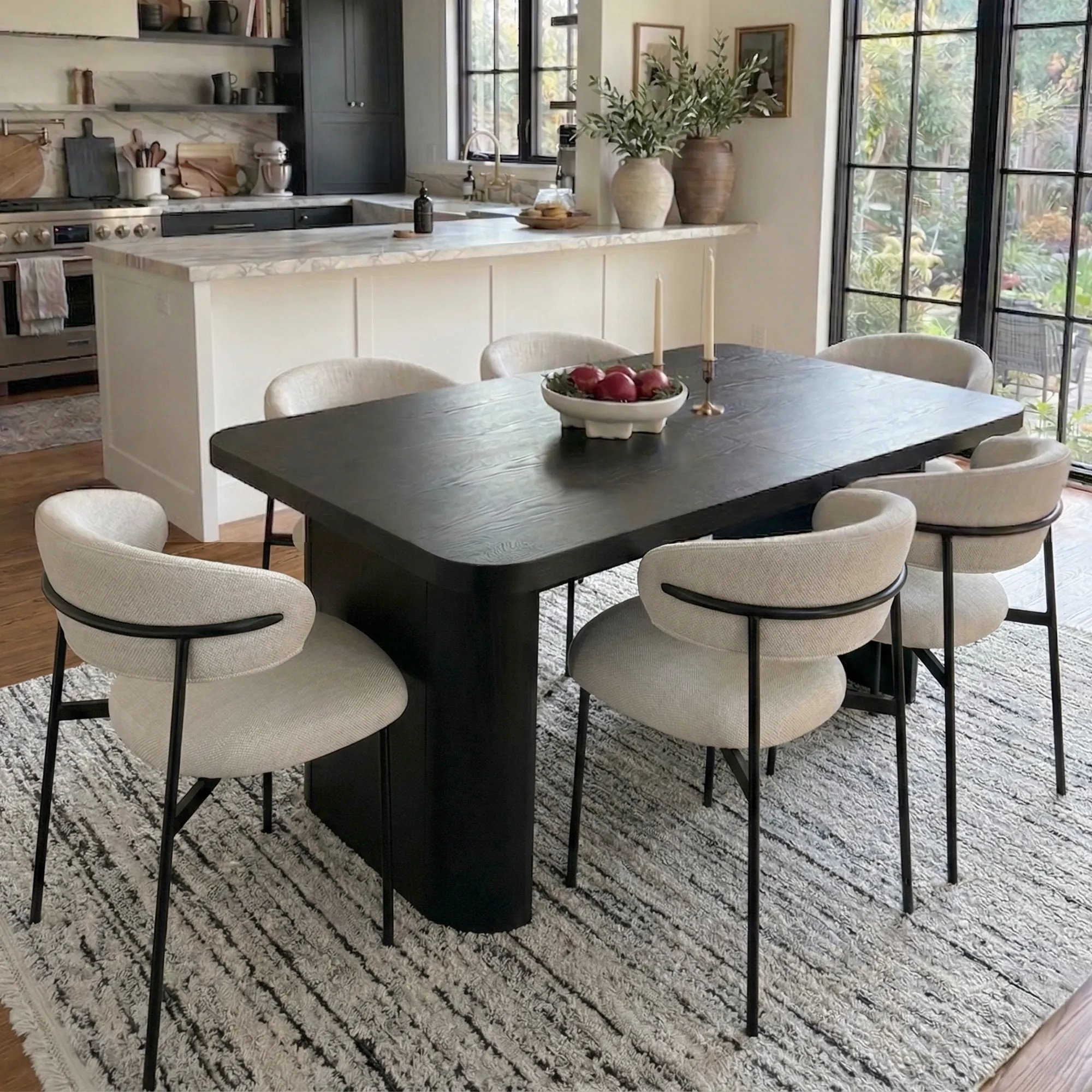 Merida Upholstered Dining Chair With Metal Legs (Set of 2) | Pop Maison