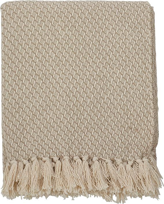 SARO LIFESTYLE TH613.N5060 Cotton Throw Blanket, Natural, 50" x 60" | Amazon (US)
