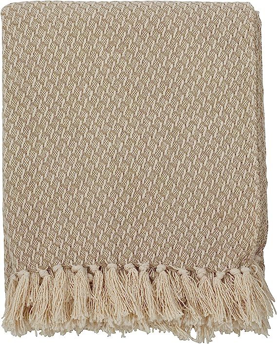 SARO LIFESTYLE TH613.N5060 Cotton Throw Blanket, Natural, 50" x 60" | Amazon (US)