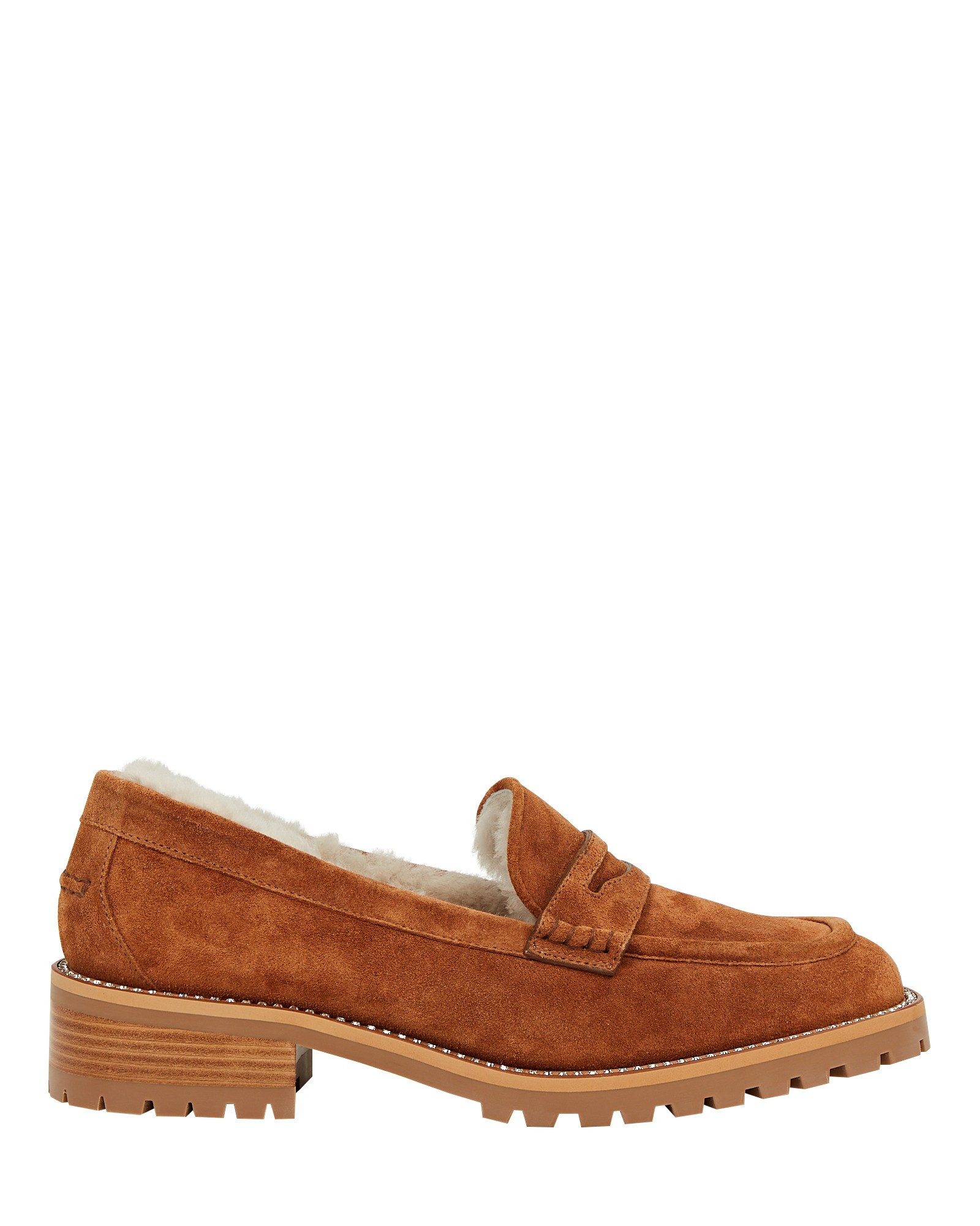 Deanna Shearling-Lined Suede Loafers | INTERMIX