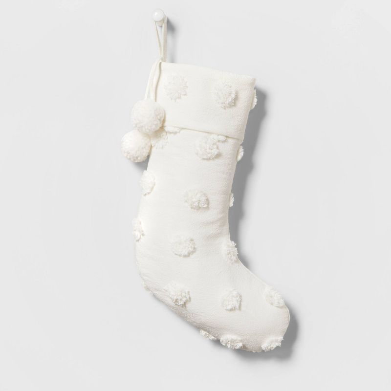 Woven Christmas Stocking with Raised Dot Detail Ivory - Wondershop&#8482; | Target
