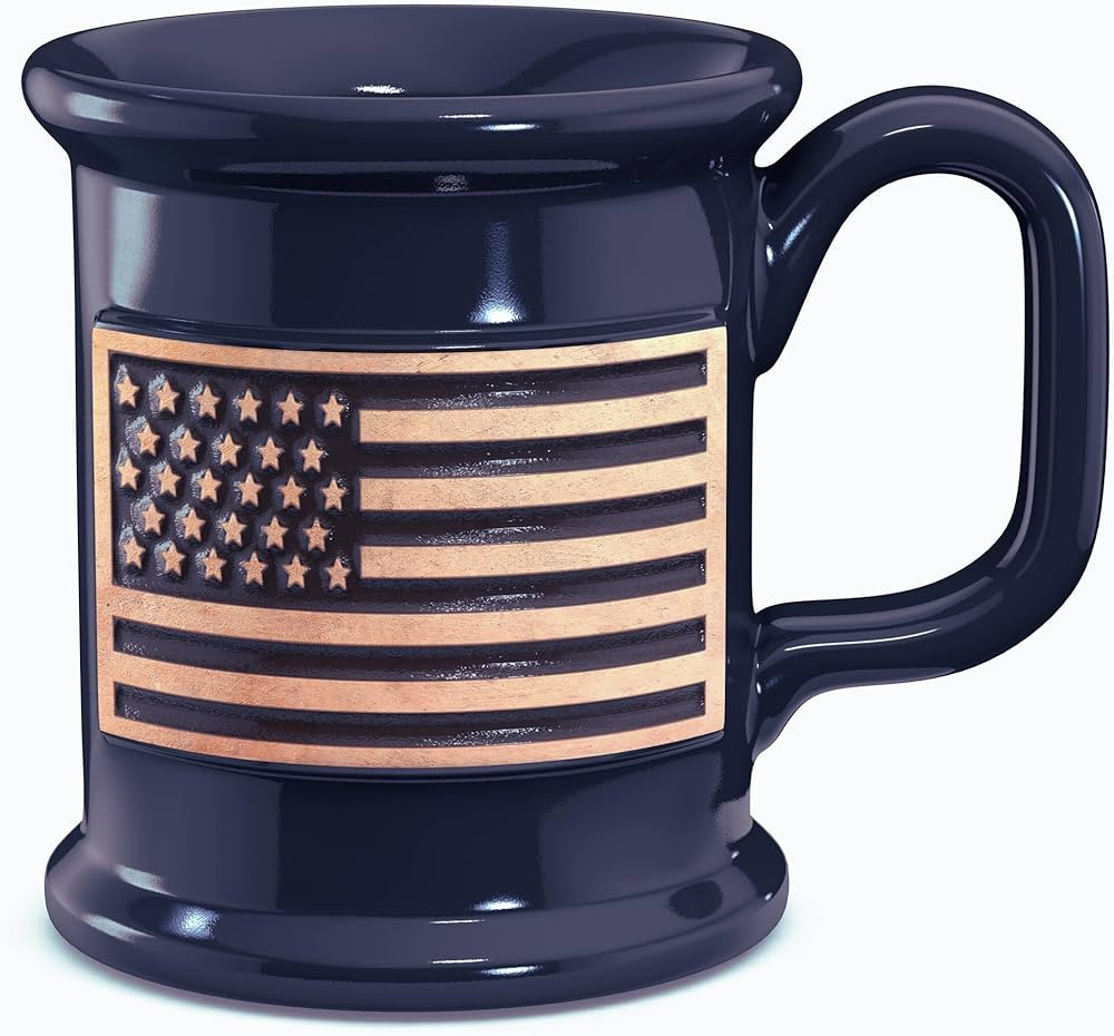 Old Southern Brass 16 Ounce Handmade Ceramic Coffee Mug - Embossed USA American Flag - American O... | Amazon (US)