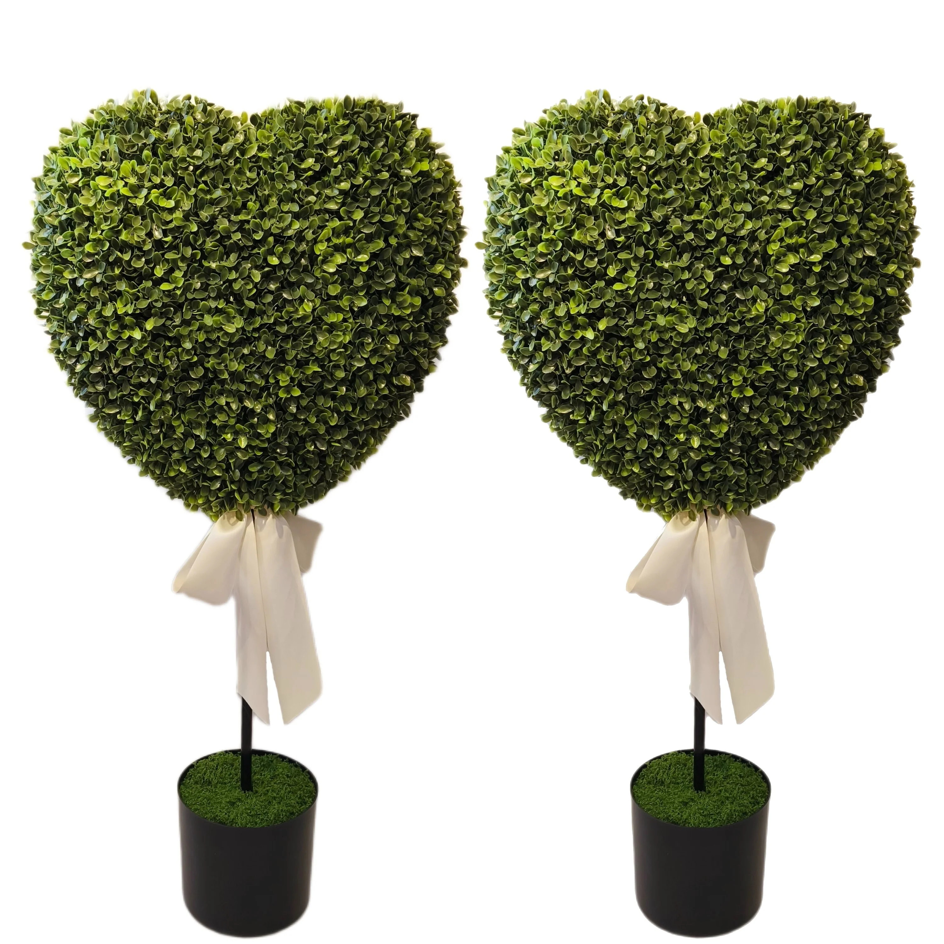 Boxwood Heart with Bow Topiaries, Green and White, 32", 2 Count, Valentine's Day by My Texas Hous... | Walmart (US)