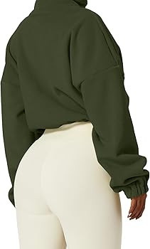 QINSEN Women's Full Zip Fleece Short Jacket Warm Winter Long Sleeve Stand Collar Sherpa Crop Coat | Amazon (US)