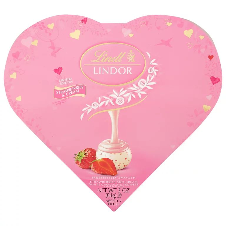 Lindt LINDOR Valentine's Strawberries and Cream White Chocolate Truffles Friend Heart, 3 oz. | Walmart (US)