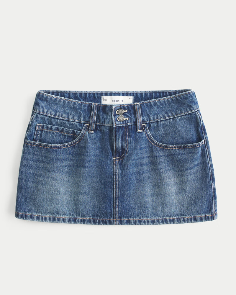 Women's Low-Rise Studded Denim Mini Skort from Hollister | Hollister (US)