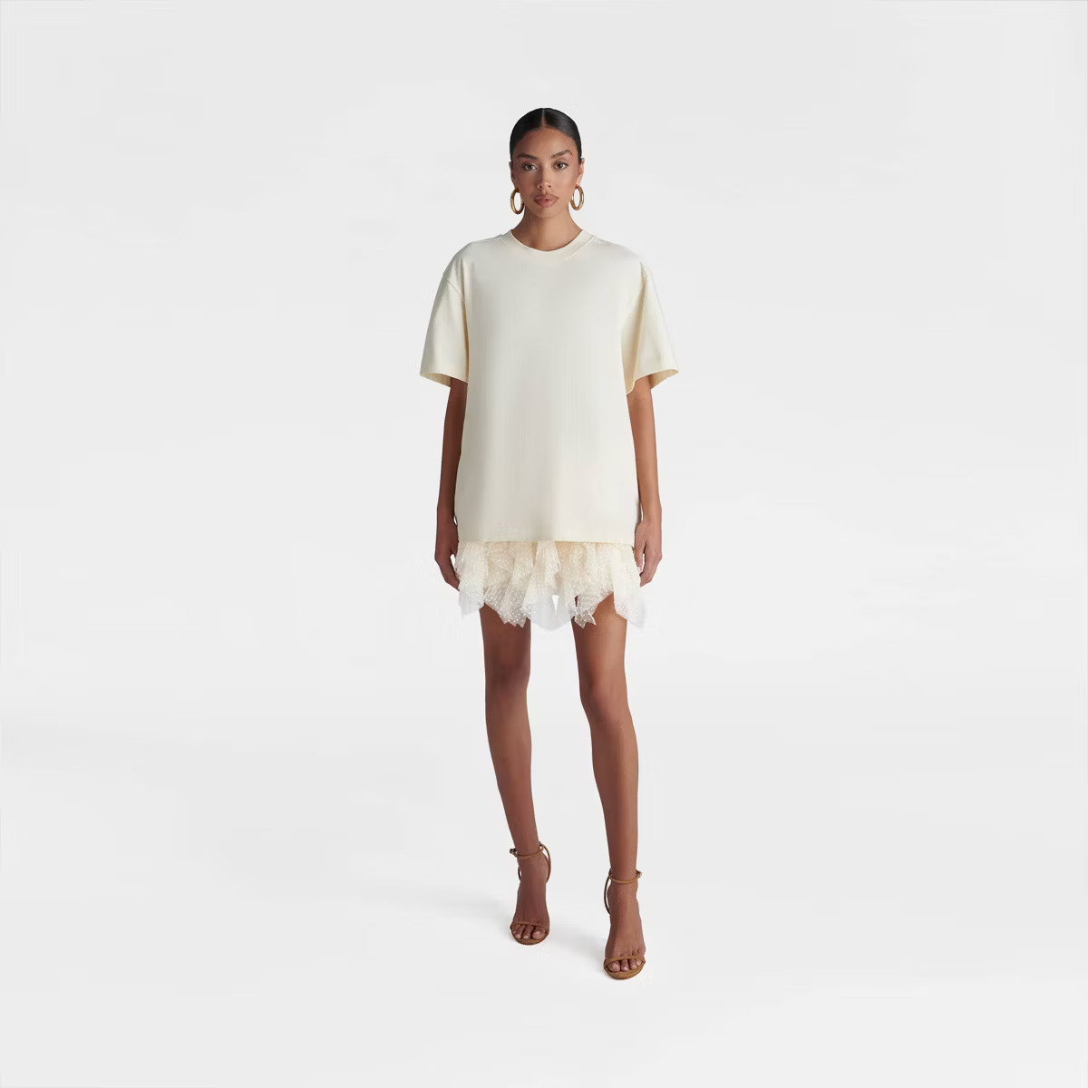 KBB by KAHLANA Women's Oversized Short Sleeve 'The Dwayne Tee' - Cream XXL | Target