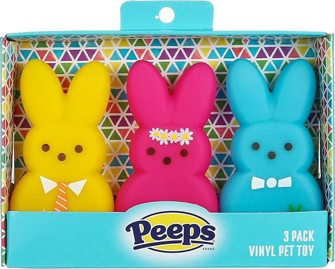 Peeps for Pets Easter Dog Toy Plush or Vinyl Squeaky Bunny Multiple Colors (3 PC Bunny Vinyl Pack... | Amazon (US)