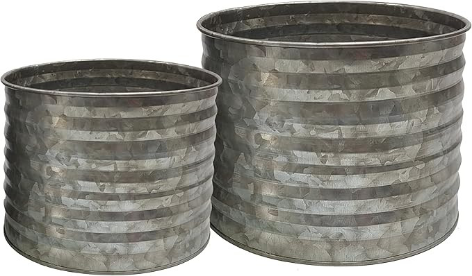 Farmhouse Flower Herb Ribbed Flower Pot Set, Metal Vintage Succulent Planter Pot, Metal Flower Pl... | Amazon (US)