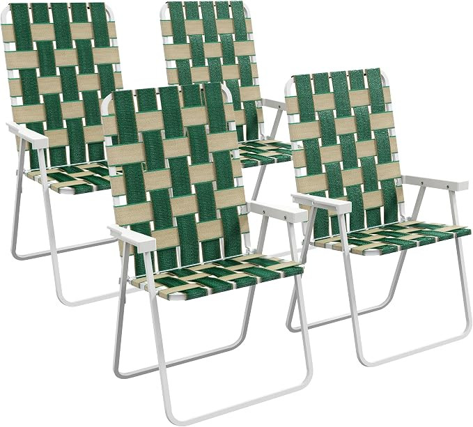 Outsunny Set of 4 Patio Folding Chairs, Classic Outdoor Camping Chairs, Portable Lawn Chair Set f... | Amazon (US)
