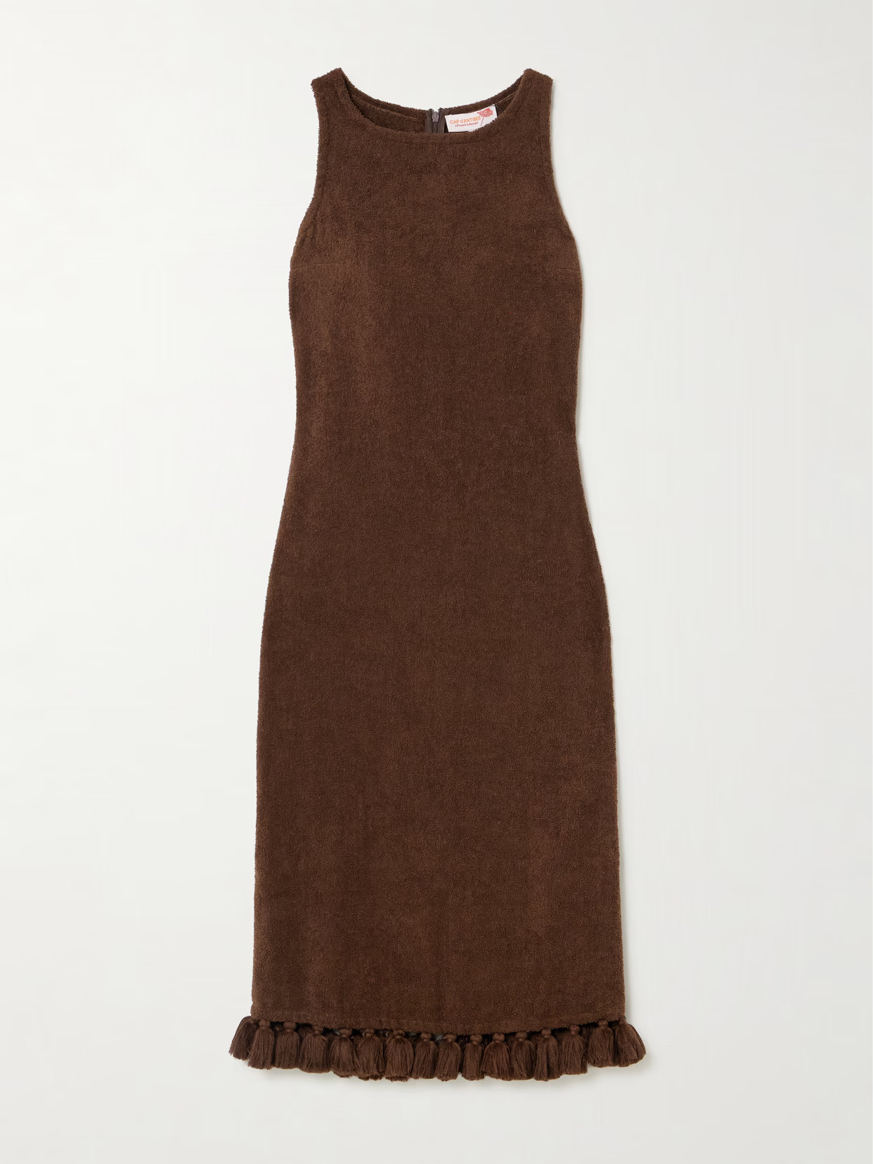 Cap d'Antibes - Aurelia Tasseled Cotton-terry Midi Dress - Brown | NET-A-PORTER (US)