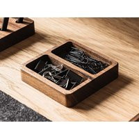 Two Chambers Wooden Organizer/Office Desk Accessories For Women&men Catchall For Jewelry, Keys Catch All Tray Gift | Etsy (US)