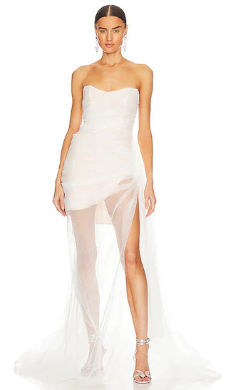 Cleo Gown in Blanc | White Dress Bride | White Bridal Shower Dress | White Gown | Revolve Clothing (Global)