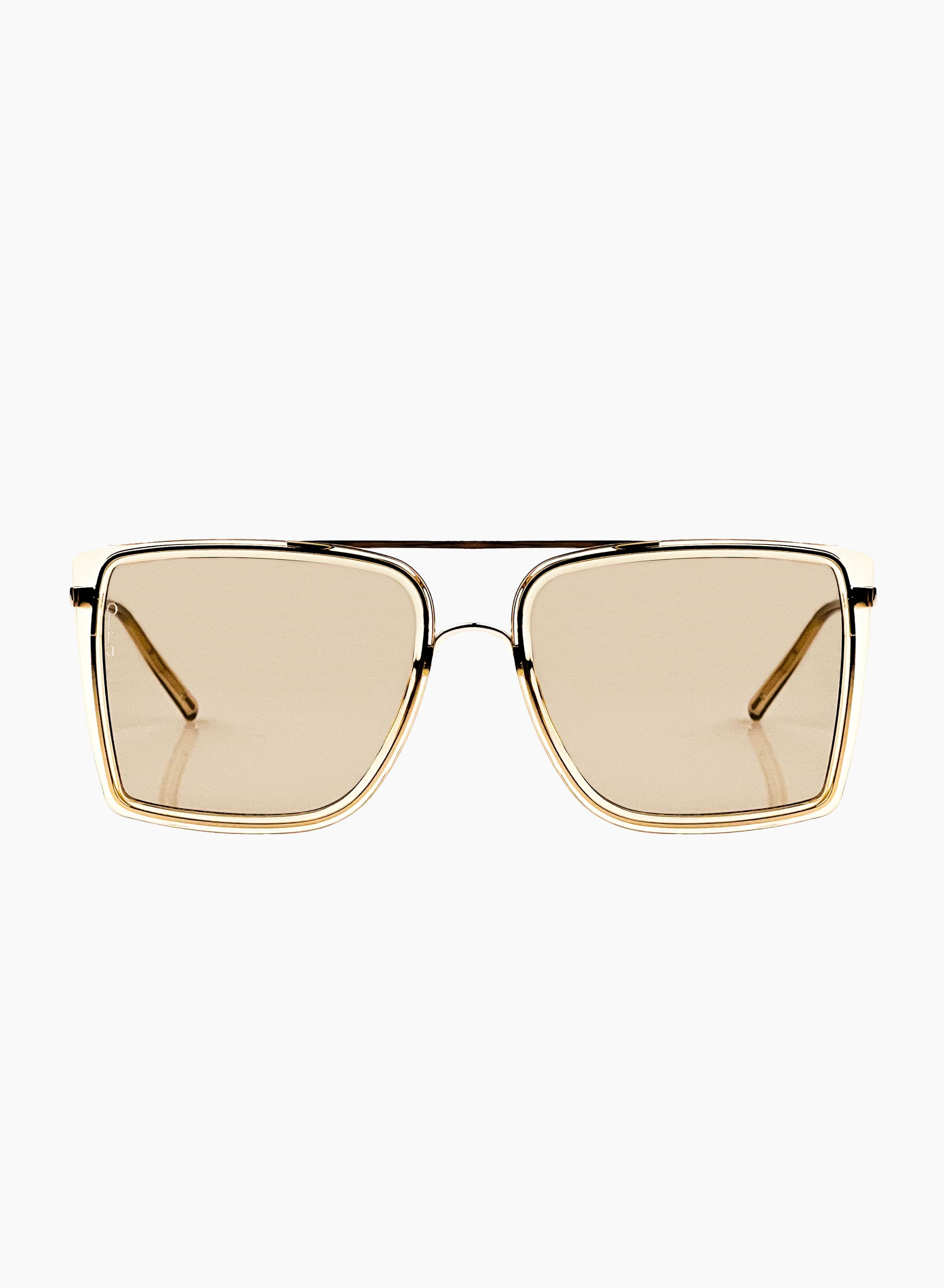Velda Oversized Gold Metal Sunglasses – Light Brown Lens | Otra Eyewear
