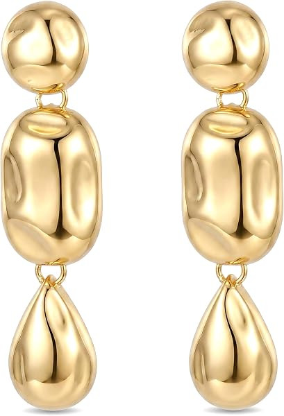 Chunky Earrings for Women Gold and Silver Two Tone Statement Unique Trendy Earrings Stainless Ste... | Amazon (US)