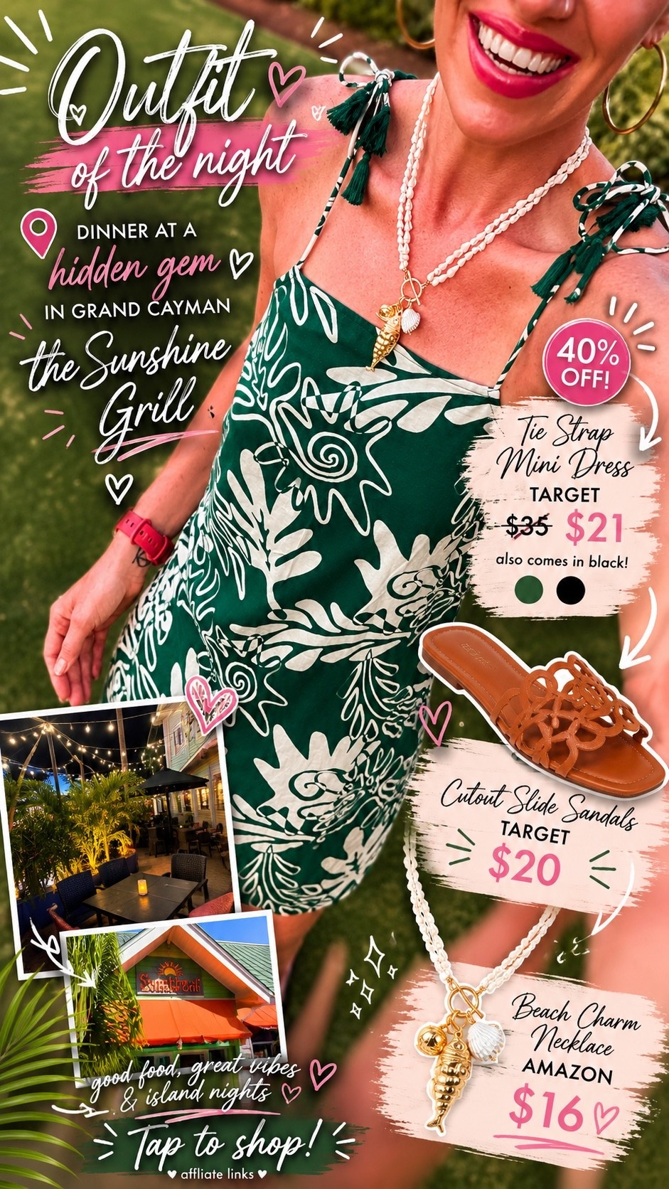 OOTN for dinner in Grand Cayman 
Dress is on sale only $21 and also comes in black 
Fits tts and wearing a small 
Shoes fit tts
Summer dresses 
Summer outfits
Vacation outfits beach

#LTKootd #LTKOver40 #LTKSaleAlert