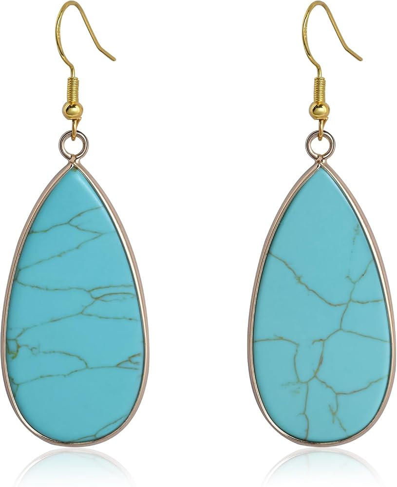 Turquoise Earrings Shaped Teardrop Dangle Earrings for Women Gemstone for Birthstone Turquoise Je... | Amazon (US)