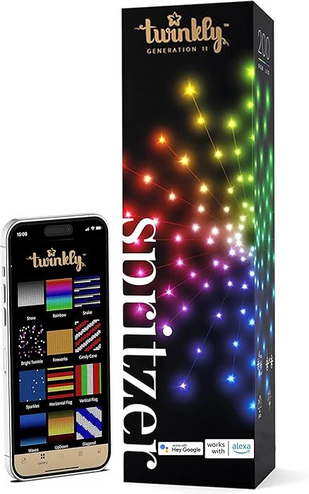 Twinkly Spritzer TWB200STP-WUS App-Controlled LED Lights Spritzer with 200 RGB (16 Million Colors... | Amazon (US)