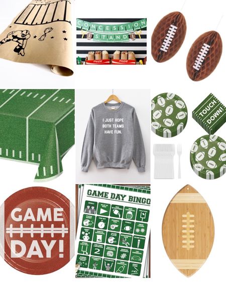 Game day party ideas! Super Bowl entertaining and party goods, football plates and napkins, Super-Bowl decorations and a cute football sweatshirt to wear to game day! 

#LTKFind #LTKSeasonal #LTKfamily