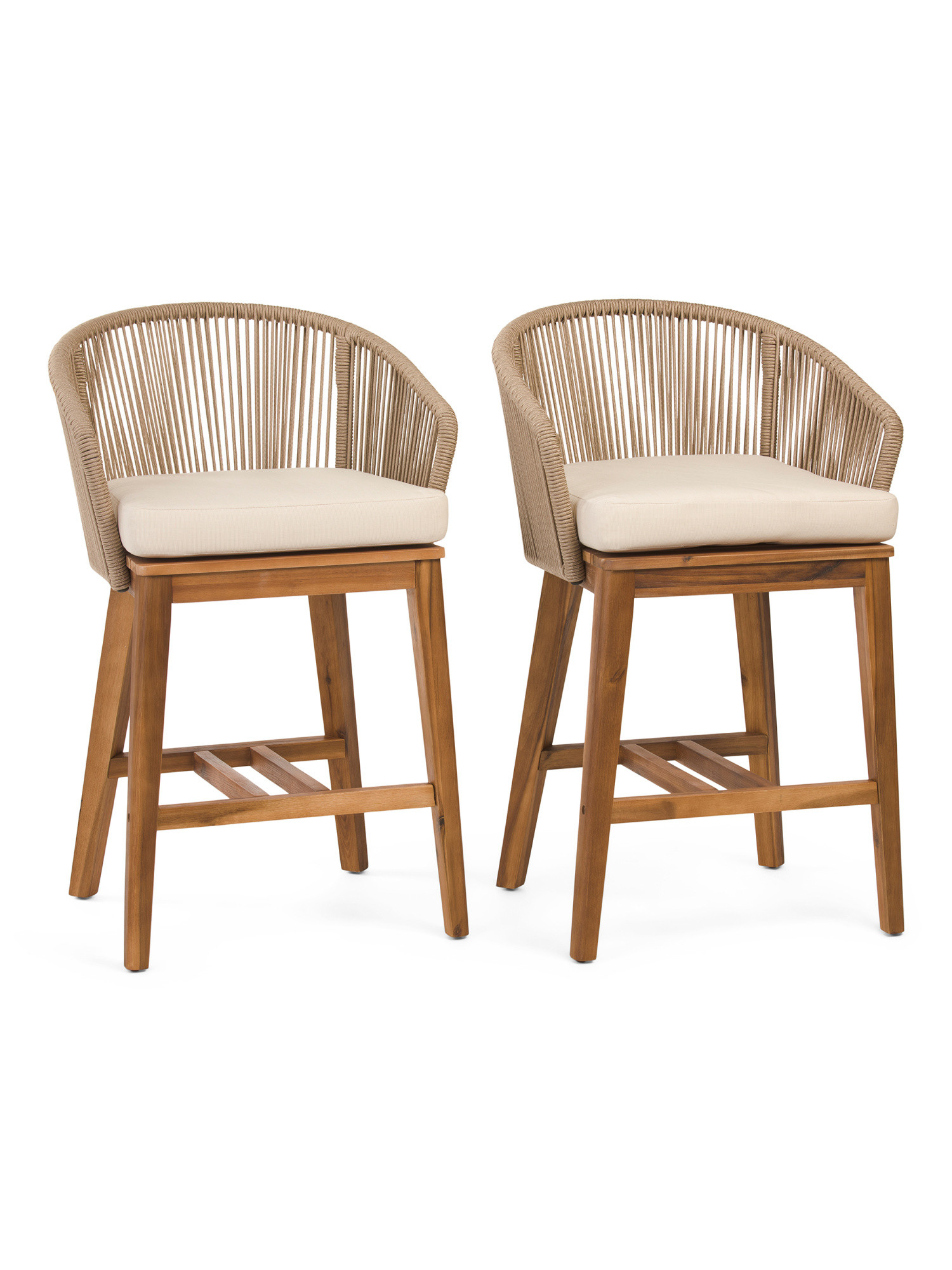 Set Of 2 Rounded Back Rope Counter Stools | Marshalls
