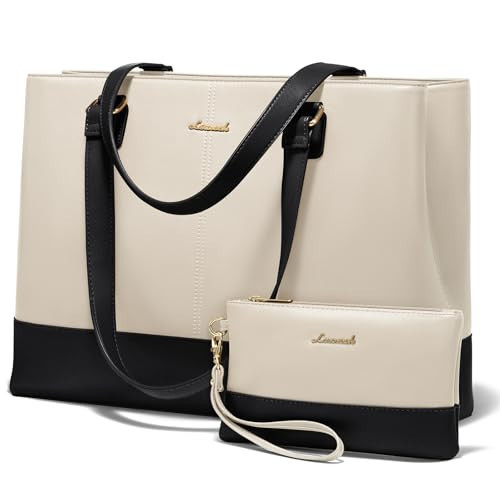LOVEVOOK Laptop Tote Bag for Women 15.6 Inch Work Bag Leather Laptop Purse with Clutch, Large Computer Briefcase Bag for Office Business Teacher Casual | Amazon (US)