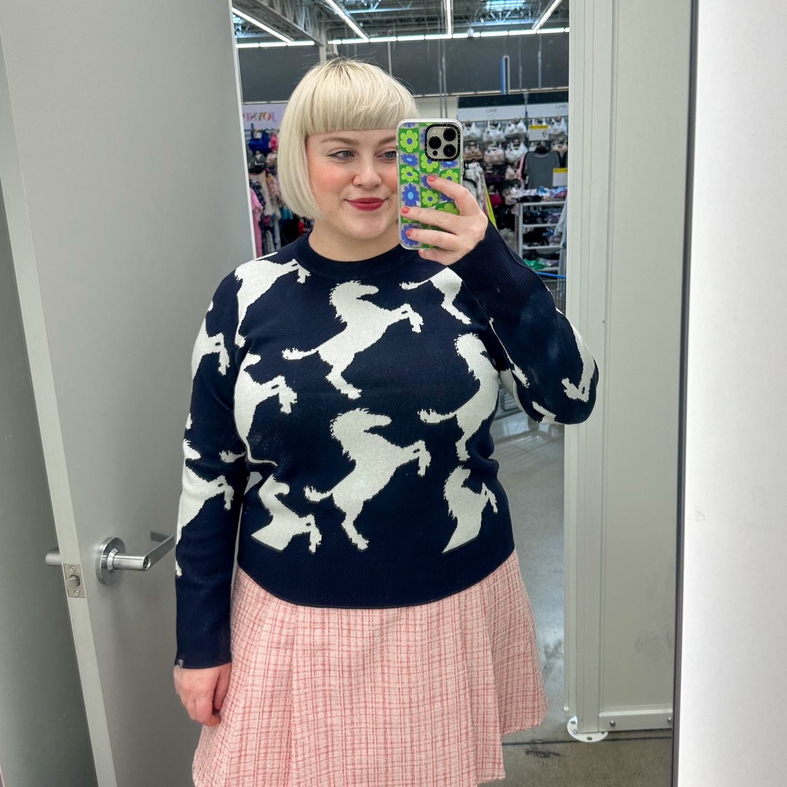 Horse print sweater for fall! Only $20! I’m wearing size xl, adorable medium weight sweater! 

#LTKPlusSize #LTKSeasonal #LTKFindsUnder50