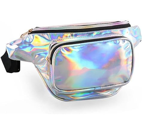 Fanny Pack Belt Bag, Holographic Fanny Packs Women Men Kids, Fashion Waterproof Waist Pack 3 Pouc... | Amazon (US)