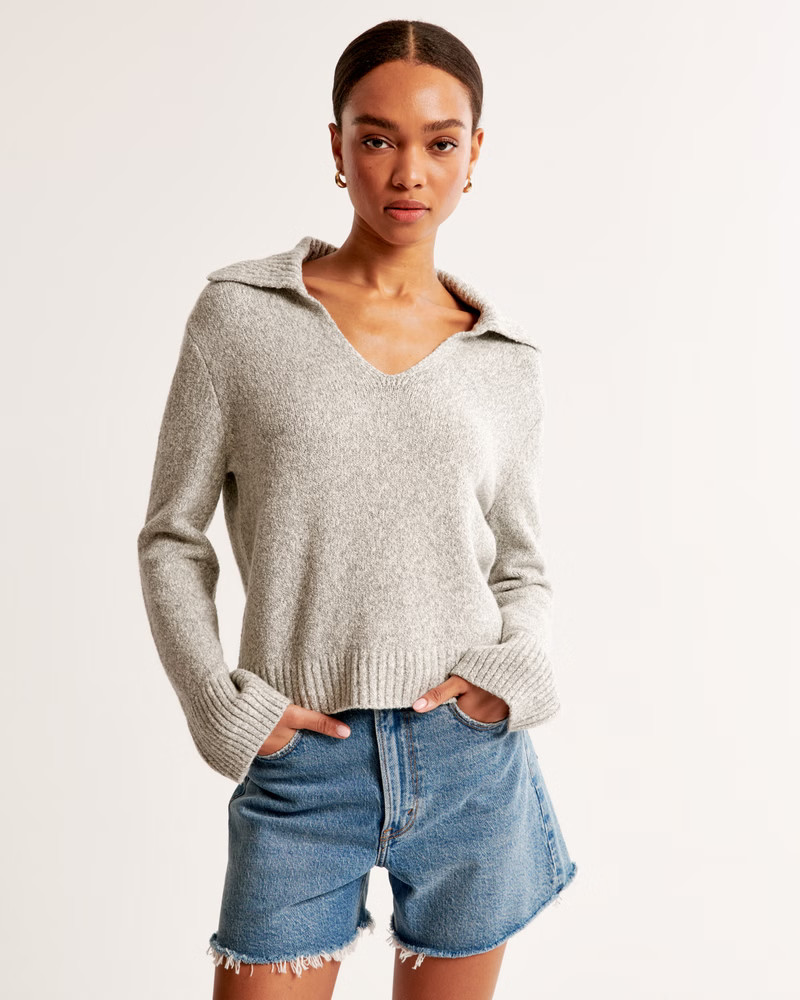 Textural Notch-Neck Sweater | Abercrombie & Fitch (US)