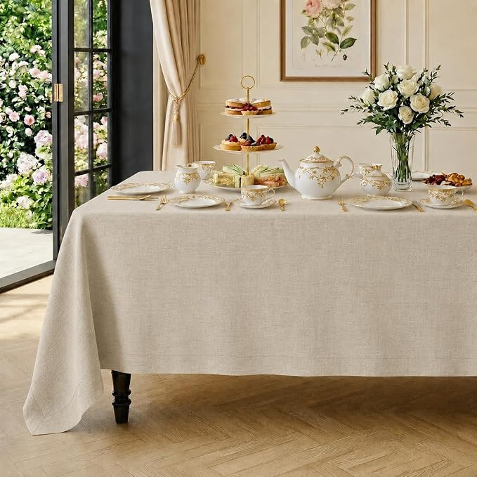Classic Linen™ by D'Moksha Natural Tablecloth, Rectangle Tablecloth 60 x 156 Inch, 100% Pure Li... | Amazon (US)