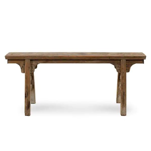 Lily's Living Vintage Noodle Bench with Front Panel, Weathered Natural Wood Finish (Size & Finish... | Bed Bath & Beyond