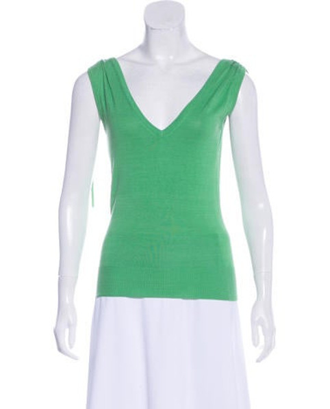 Diane von Furstenberg Silk-Blend Sleeveless Top Green | The RealReal