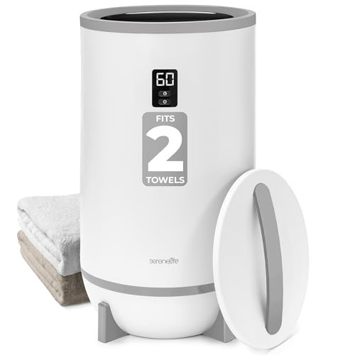 SereneLife Towel Warmer & Blanket Warmer, Single Touch Hot Towel Warmer with LED Ring, Timer, Auto Shut Off, 21.5" Bathroom Towel Warmer with 20L Capacity Fits 2 Towels, Includes 2 Fragrance Discs | Amazon (US)