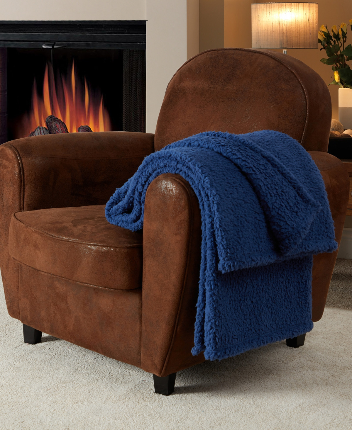 Fireside Solid Sherpa Throw, 50" x 60 | Macys (US)