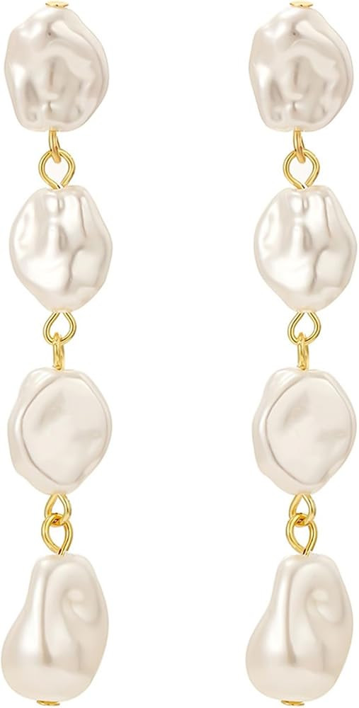 HETICA Baroque Pearl Earrings for Women - Large Teardrop Drop Statement Dangle Earring, Fashion B... | Amazon (US)