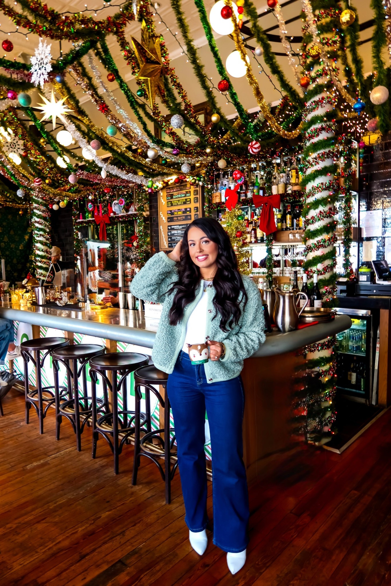 Under $40 Amazon fuzzy cardigan (small), under $30 wide leg denim from Amazon, under $40 Amazon booties and under $15 Amazon white bodysuit #founditonamazon 

#LTKHoliday #LTKootd #LTKSaleAlert