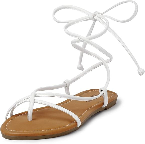 SANDALUP Lace up Sandals Tie up Dress Summer Flat Sandals for Women, Women's Casual Strappy Sanda... | Amazon (US)
