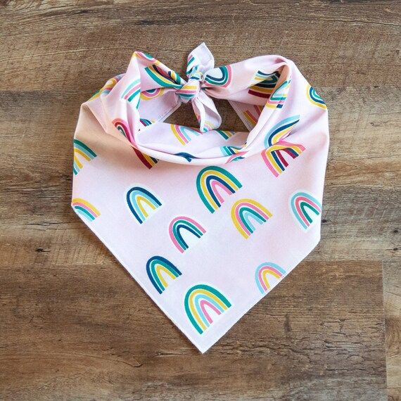 Dog Bandana Rainbows on Pink Tie on Dog Bandana | Etsy | Etsy (US)