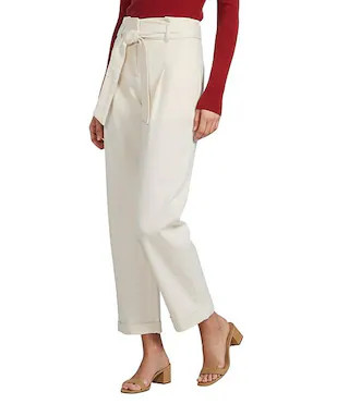 Cora Tie Front Pleated Cuffed Pants | Dillard's