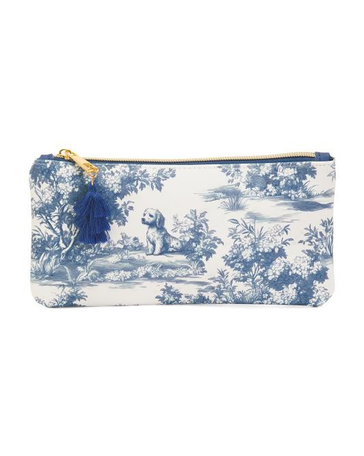 Dog Toile Pencil Pouch With Tassel Detail | TJ Maxx