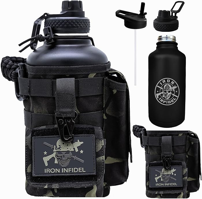 Iron Infidel Battle Bottle - Half Gallon Insulated Water Bottle with Paracord Handle - Large 64 o... | Amazon (US)