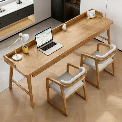 Modern Solid Pine Wood Writing Desk With Drawers | Wayfair North America