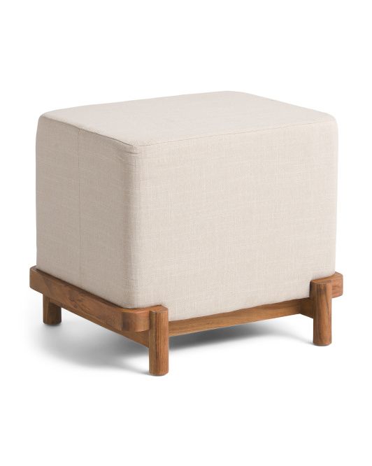 Ottoman With Acacia Wood Base | TJ Maxx