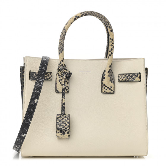 SAINT LAURENT Grained Calfskin Baby Sac De Jour White Black | FASHIONPHILE (US)