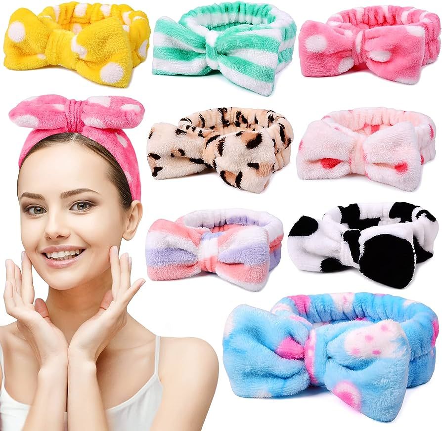 UMIKU 8 Pack Spa Headband for Women, Facial Makeup Headband Soft Coral Fleece Cosmetic Headband f... | Amazon (US)