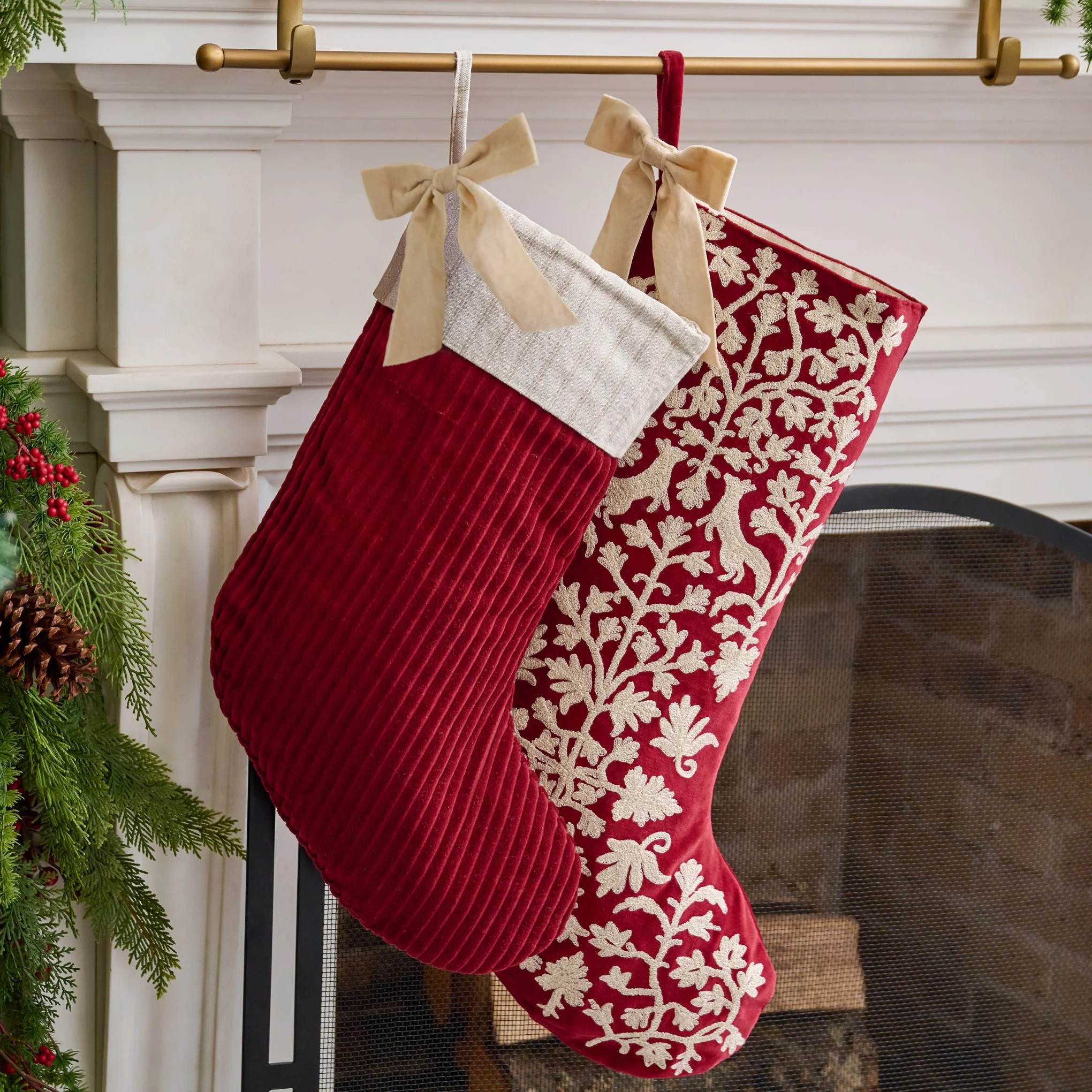 Enchanted Forest Embroidered Velvet Stocking | Magnolia